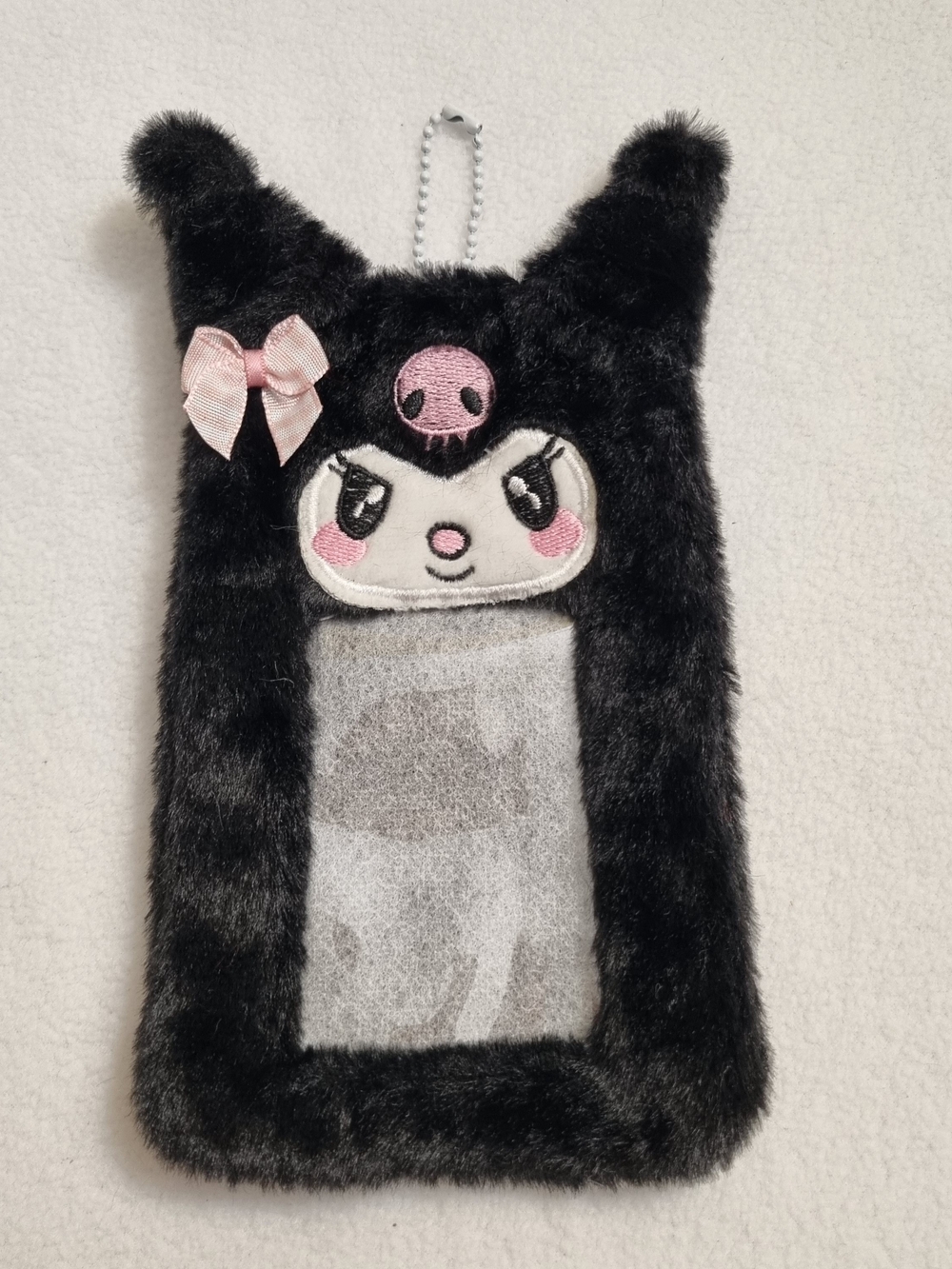 Cute Sanrio Kuromi Kpop Fluffy Plushy Photocard ID Star Phone Holder New